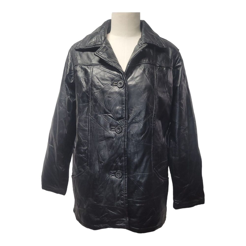 Tudor Court Leather Genuine Black Jacket Coat Size Small